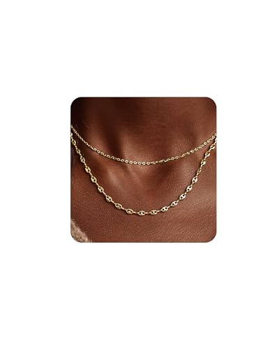 Link Gold Chain 14K Gold Plated Trendy Rope Paperclip Thick Chain Necklace Minimalist Layered Gold Chain Choker Necklaces for Women - style: Layered Link Chain
