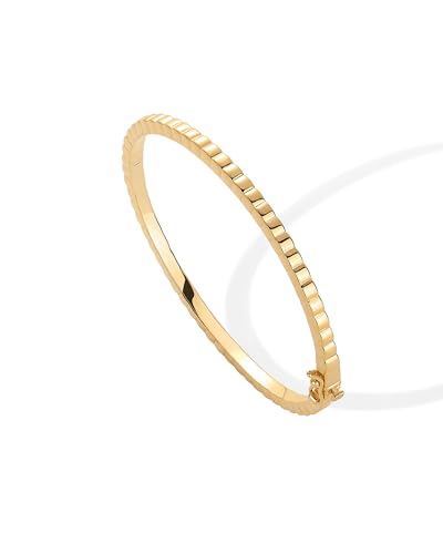 PAVOI 14K Gold Plated Cubic Zirconia Bangle Tennis Bracelets for Women | Classic Love Cuff Bangle Bracelets - style: Plain