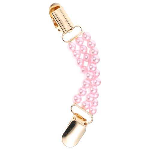 SUPVOX Fashionable Pink Faux Pearl Sweater Clip for Women, Metal Shawl and Cardigan Clasps with Anti-exposure Function, Elegant Clothing Accessory for Daily Wear and Evening Events