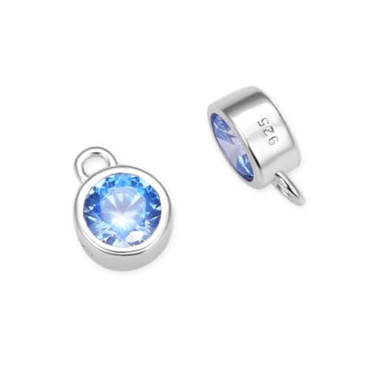 Adabele 4pcs Real 925 Sterling Silver CZ March Birthstone Charm Drop 4mm | Tiny Small, Tarnish Resistant 92.5 Silver Sparkle Aquamarine Blue Cubic Zirconia Dangles Closed Loop Craft Jewelry Making - color: March, size: 4mm (0.16")/Tiny - 4pcs