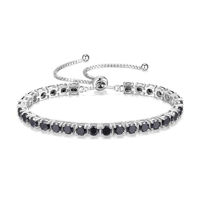 FANCIME Birthstone Bracelet Jewelry for Women Sterling Silver Tennis Bracelet Classic Bolo Adjustable Chain Fine Jewelry Anniversary Birthday Gifts for Women Mom Wife Her - color: 10-Black Tourmaline