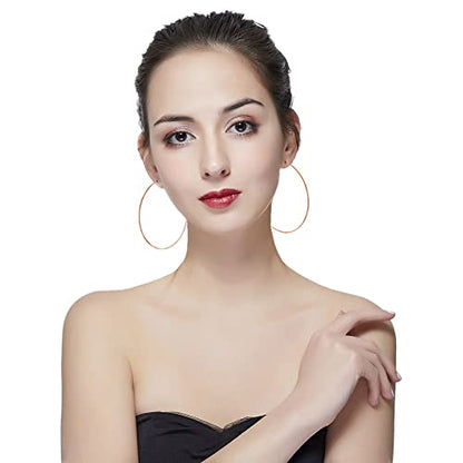 Multipack Dainty Large Thin Gold Hoop Earrings for Women Hypoallergenic Earrings Lightweight 30mm 50mm 60mm 70mm Gold/Silver/Rose Gold Hoop Earrings - style: 3 Pairs-70mm