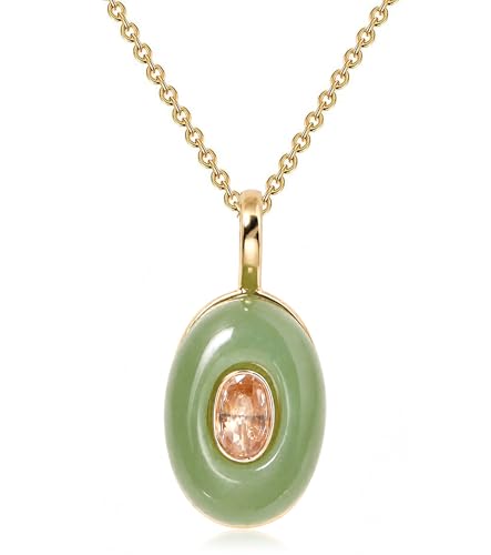 Natural Stone Necklaces Rhinestones Gemstone Necklace Adjustable Pendant Necklaces for Women - color: Green