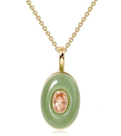 Natural Stone Necklaces Rhinestones Gemstone Necklace Adjustable Pendant Necklaces for Women - color: Green