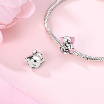 Hapour 925 Sterling Silver Charms for Bracelet Necklace Dangle Pendant Bead | Bear Charm, Elephant Zebra Cat Dream catcher Family Birthday European Jewelry Charm, For Women Mom - color: Elephant and Baby Elephant