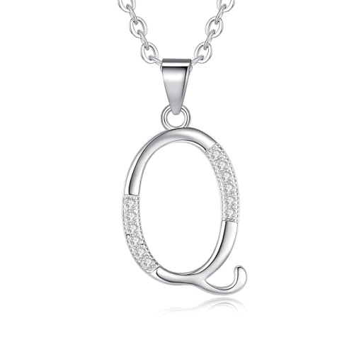 VIKI LYNN Dainty Initial Letter Pendant Necklace for Women | Cubic Zirconia Initial Jewelry, Personalized Letter Necklace, Dainty Women Jewelry, Birthday Gift Idea for Her, Mom and Wife - color: Silver, style: Silver-Q