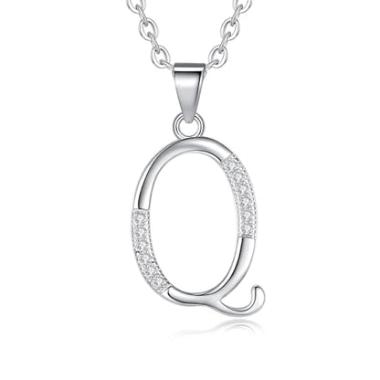 VIKI LYNN Dainty Initial Letter Pendant Necklace for Women | Cubic Zirconia Initial Jewelry, Personalized Letter Necklace, Dainty Women Jewelry, Birthday Gift Idea for Her, Mom and Wife - color: Silver, style: Silver-Q