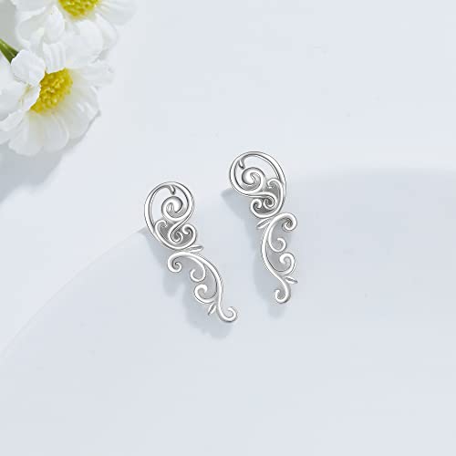 Ear Climbers Earrings for Women Sterling Silver Vintage Ear Crawler Earrings Jewelry Gifts for Women - style: Filigree
