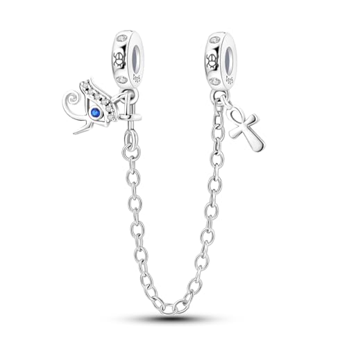 925 Sterling silver Safety Chain Charm for Bracelet Pendants Clip Beads | Infinite Love Butterfly Evil Eye Stopper Spacer dangle Charm for Woman Jewelry Gift - color: Cross Chain