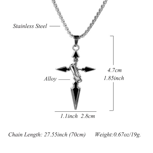 Gothic Cross Star Necklace For Men Women Silver Stainless Steel Cuban Link Paperclip Figaro Bead Chain Punk Kpop Y2k Goth Irregular Layered Cross Pendant Necklace Non Tarnish Jewelry Gift - color: Black B