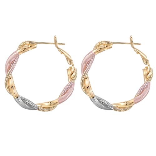 Gold/Silver Hoop Earrings For Women Trendy,Chunky/Big/Thin/Medium/Oval/Thick/Twist Multi-Colored Zirconia Dangle Huggie Rainbow CZ Amber Resin Hoops, Lightweight Birhtday Fashion Jewelry Gift. - color: A19 ( Hand-painted Colorful Twisted Hoops)