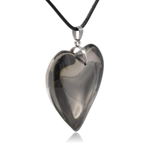 Large Red Semi-Transparent Solid Glass Heart Pendant Necklace - style: Large Black