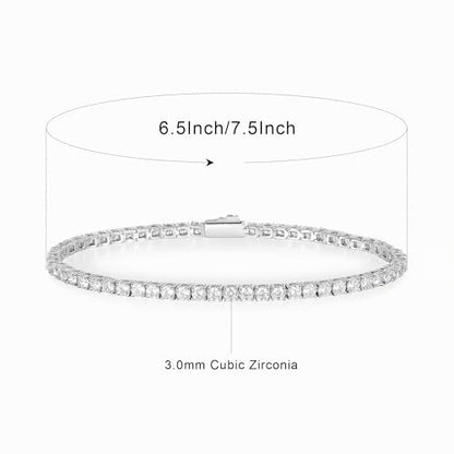 3/4/5mm Tennis Bracelet, 18k White Gold Plated 3MM/4MM/5MM Iced Out Round Cubic Zirconia Tennis Bracelet for Women Men 6.5/7/7.5 Inches - color: 3MM White Gold, size: 8 inch