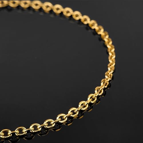 UMAOKANG 16.4 Feet Gold Plated Stainless Steel Chains for Jewelry Making | PVD Gold Plating Cable Jewelry Chain Roll with Jewelry Findings for Necklace Bracelet DIY - color: 1.0 Gold Cable