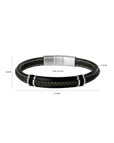 Lucky Brand Stainless Steel and Braided Bracelet for Men 8.5" | Braided Multirow Bracelet