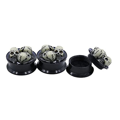 Skull Black Acrylic Ear Plugs Tunnel Gauges Expanders Tunnels Kit Stretcher Earrings for Men Women Fashion Punk Gothic Lobe Piercing Body Jewelry Personalized Halloween Party Gifts Bff Birthday - color: 1/2" (12mm)