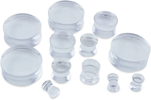 1 PAIR (2pcs) CLEAR ACRYLIC PLUGS Double Flare Gauges Solid Saddle Thin Ear Flesh Tunnels 1012 - size: 7/8" (22MM)