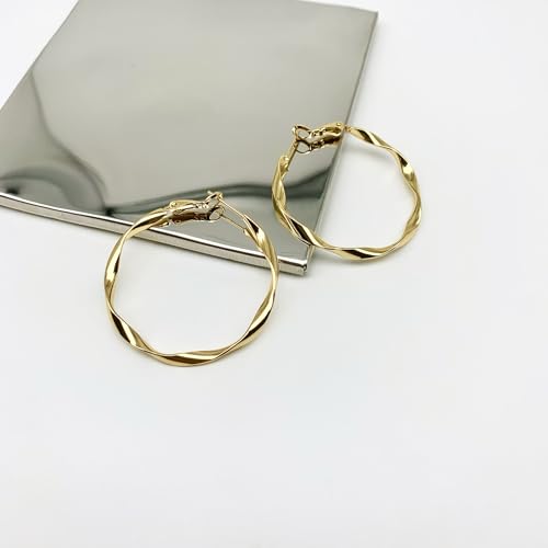 Rose/White/18k Gold Plated Hoop Earrings Lightweight Hoop Earrings For Women Loop Earrings 1in 2in - color: Yellow Gold, size: 40mm