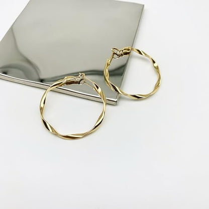 Rose/White/18k Gold Plated Hoop Earrings Lightweight Hoop Earrings For Women Loop Earrings 1in 2in - color: Yellow Gold, size: 40mm