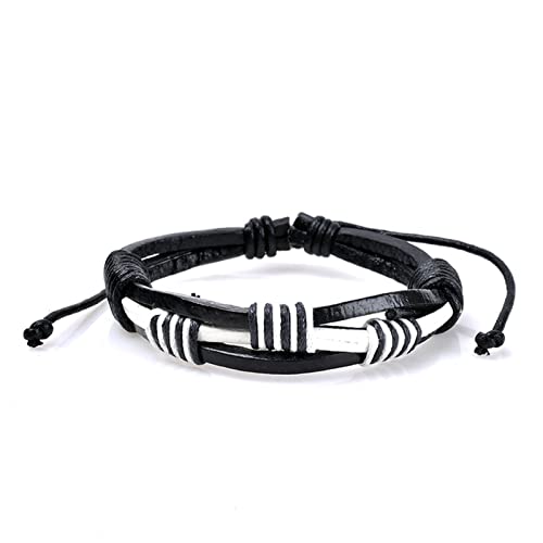 Fashion Retro Leather Bracelet, Stylish Classic Braided Bracelet for Women, Cuff Wrap Bracelet for Men, Black