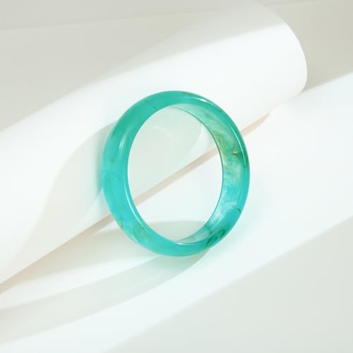 Chunky Acrylic Bangles Bracelets For Women Geometric Acrylic Resin Acetate Mottled Wide Bangle Bracelet Statement Colorful Bangles for Party - color: 03-blue bangle