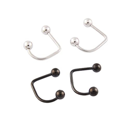 DATOA 16G Stainless Steel Lip Monroe Medusa Hoop Rings C-Shaped Piercing Ball Lippy Loop Labret Lip Rings Piercing Jewelry for Women Men - color: Silver&Black