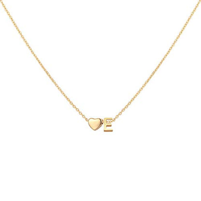 Glimmerst Initial Heart Necklace 18K Gold Plated Stainless Steel Tiny Heart Letter Necklace Personalized Monogram Name Necklace for Women - style: E