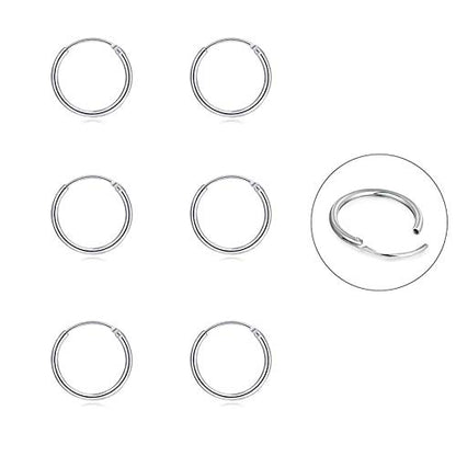 EPIRORA Silver Hoop Earrings- Cartilage Endless Small Hoop Earrings Set for Women Men, 3 Pairs of Hypoallergenic 925 Sterling Silver Tragus Earrings Nose Lip Rings - color: 3 Pairs(10mm*3)