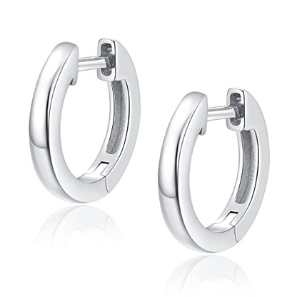 14K Gold Plated Hoop Earrings for Women with 925 Sterling Silver Post, Lightweight Small Hoop Earrings 15mm/20mm Huggie Hoop Earrings - color: 925 Sterling Silver, size: 15MM