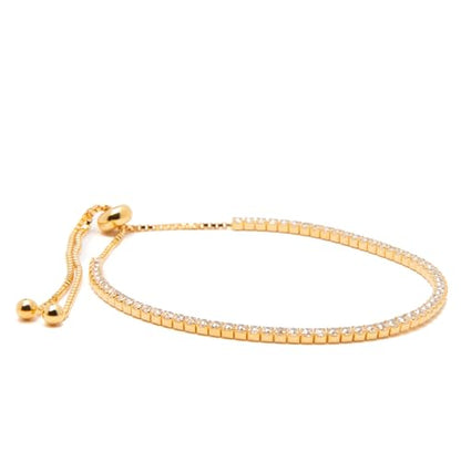 Timeless 18K Gold Vermeil Bracelet for Women, Hypoallergenic Nickel-Free Charm, Durable Everyday Jewelry Gift Tarnish-Resistant - style: Audrey Diamond Cubed Bracelet