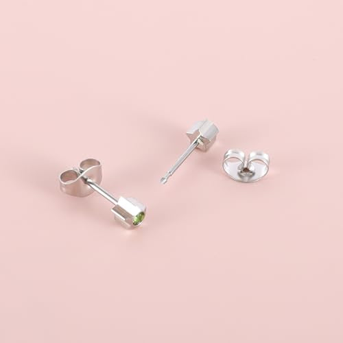 12 Pairs Surgical Stainless Steel Cubic Zirconia Birthstone Stud Earrings Heart Star Round Multicolors Stud Earrings Set for Women - style: Silver star 4mm