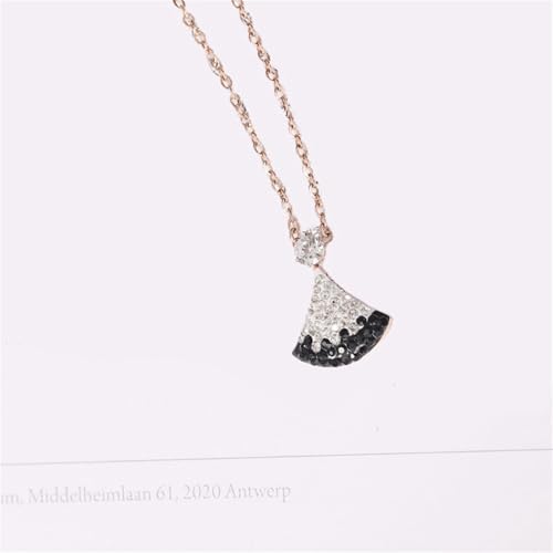 925 Sterling Silver Necklace for Women Trendy, Charming Layered Necklace with Cubic Zirconia Pendant for Her Womens Dainty Diamond Choker Necklaces Holiday Jewelry Gifts for Mom Wife Daughter Lover - color: Dress Pendant Necklace-Black&White