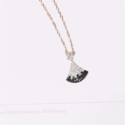 925 Sterling Silver Necklace for Women Trendy, Charming Layered Necklace with Cubic Zirconia Pendant for Her Womens Dainty Diamond Choker Necklaces Holiday Jewelry Gifts for Mom Wife Daughter Lover - color: Dress Pendant Necklace-Black&White