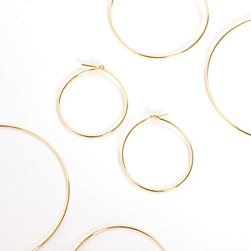 Thin Hoop Earrings for Women - Lightweight Wire Threader Loop Drop Dangles | Plated in 18K Gold or 925 Sterling Silver, Hypoallergenic and Safe for Sensitive Ears - color: 18K Gold Plated - 1" inch