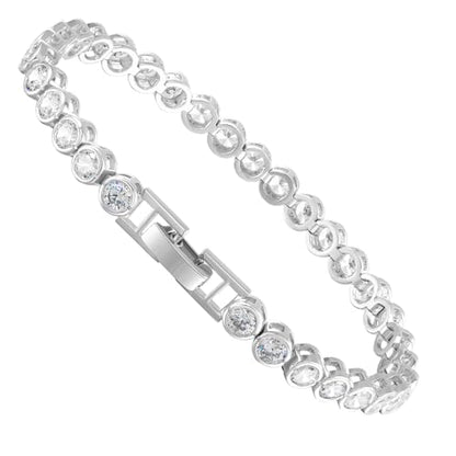 Kose 18K Gold/White Gold Plated Tennis Bracelet, 4MM Cubic Zirconia Round Cut Bracelet for Women 6/6.5/7/7.5 Inches - color: White Gold