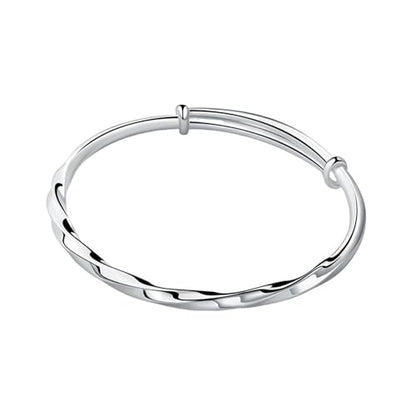 925 Sterling Silver Bangles For Women Handmade Silver Bangles Open Adjustable Bangle Bracelets For Women Silver Open Cuff Bracelets Stackable Wrap Bangles Festival Jewelry Gifts - color: Style 18