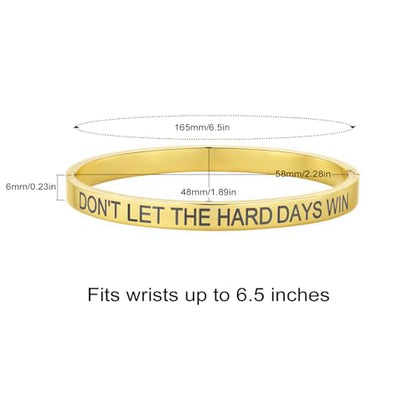 Inspirational Christian Bracelet for Women, Oval Engraved Bible Verse Love Bangle Cuff, Faith Scripture Jewelry, Religious Encouragement Gift for Mom Daughter Sister Friend - color: DON'T LET THE HARD DAYS WIN-Oval Bangle Gold