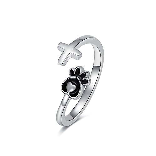 Dragonfly Toe Ring for Women 925 Sterling Silver Dragonfly/Butterfly/Cat/Paw Toe Rings Adjustable Open Ring for Women Christmas Jewelry Gift - color: Paw