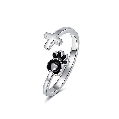 Dragonfly Toe Ring for Women 925 Sterling Silver Dragonfly/Butterfly/Cat/Paw Toe Rings Adjustable Open Ring for Women Christmas Jewelry Gift - color: Paw