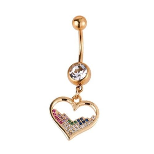 14G Blue CZ Evil Eye Sun Heart Dangle Belly Button Rings for Women 14K Gold Plated Surgical Steel Belly Navel Barbell Enamel Starry Sky Colorful Crystal Dangling Navel Rings Belly Piercing Jewelry - style: Style5