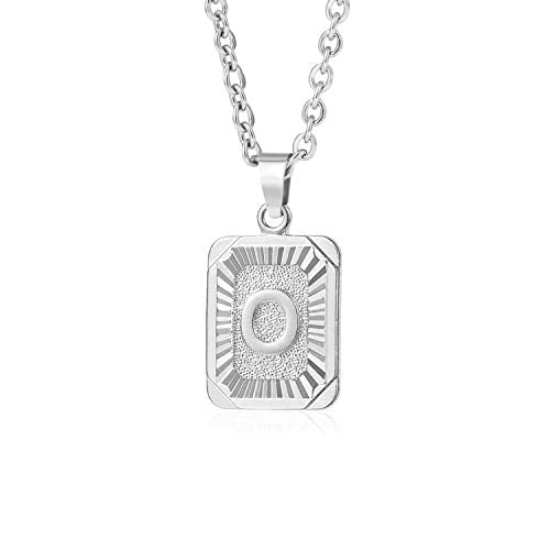 Glimmerst Initial Pendant Necklace 18K Gold Plated Stainless Steel Letter Necklace Personalizd Name Necklace for Women - style: Silver O
