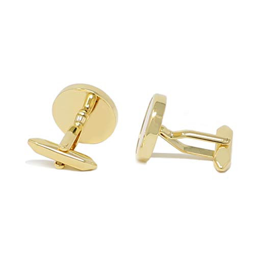 Mother Of Pearl Cufflinks With Box Men Classic White Stone Cuff Links Wedding Groom Gift - style: Round A