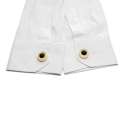 Mens Button Covers Tuxedo Shirt Cufflinks Alternative | Fake cufflinks and alternative fashion jewelry accessories for mens formal business dress shirts suits and groomsmen - color: H Golden black
