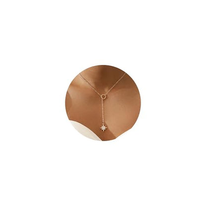 Gold Necklace for Women, Dainty Long Necklace 14k Gold Plated Y-Shaped Cross/Star/Bar Pendant Adjustable Necklace Trendy Layered Chain Drop Necklaces Jewelry Gifts