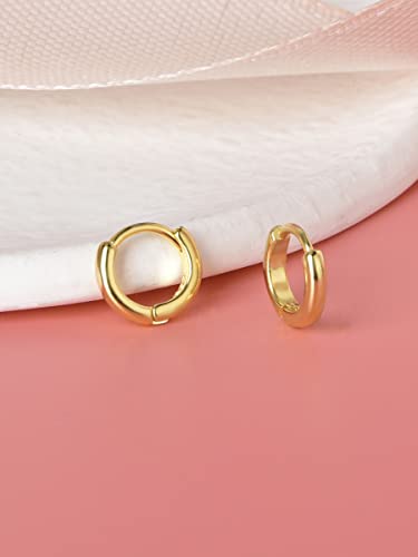Mini Tiny Huggie Hoop Earrings Top Upper Ear Cartilage Forward Helix Cuff Plain Simple 925 Sterling Silver Gold 9mm 8mm 7mm 6mm 5mm Hoop Earrings - color: Gold-6mm