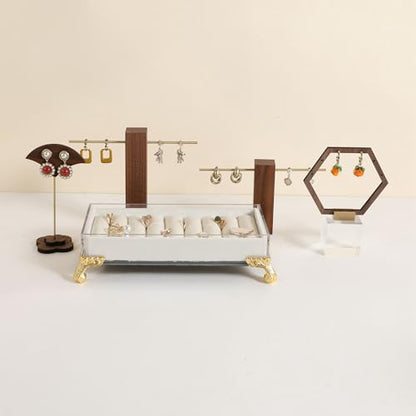 velvet slots Ring holder for jewelry organizer, Earring ring display stand for selling, felt ring jewelry holder tray showcase【Velvet slots Ring Holder-White】 - color: White