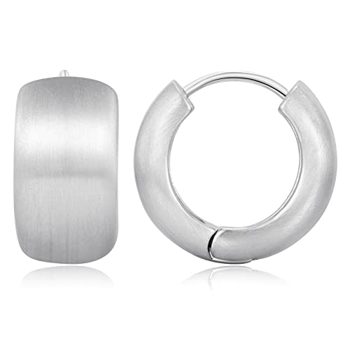 FAMARINE Chunky Thick Hoop Earrings for Women Gold Hoops Huggie Earrings for Men Gift - color: 3/4" Brashed Silver
