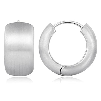 FAMARINE Chunky Thick Hoop Earrings for Women Gold Hoops Huggie Earrings for Men Gift - color: 3/4" Brashed Silver