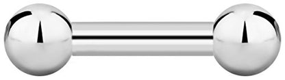 Forbidden Body Jewelry nipple barbell, nipple bars, silver nipplerings piercing Surgical Steel 8g - 18g Straight Barbell Body Jewelry (Sold Individually) - style: 8G 12mm (1/2") 6mm Balls