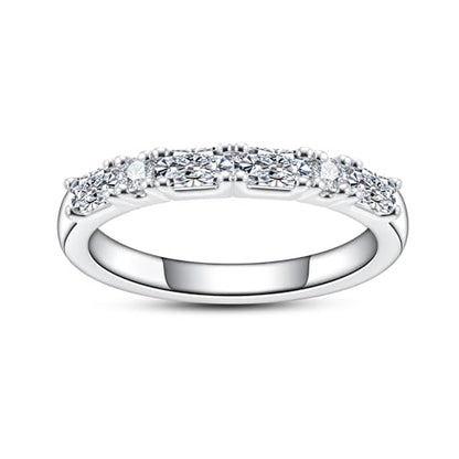 Cubic Zirconia Half Eternity Wedding Band Rings Round/Oval/Cushion Cut 5/6 Stones 5A Grade D Color CZ Stacking Band Engagement Promise Rings for Women - style: Raound & Cushion